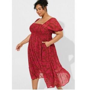 Torrid Red Floral Midi Dress